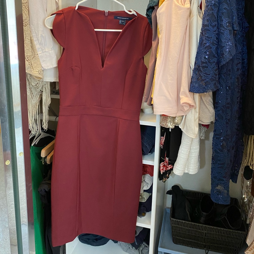 French Connection - Maroon Sheath Midi Dress